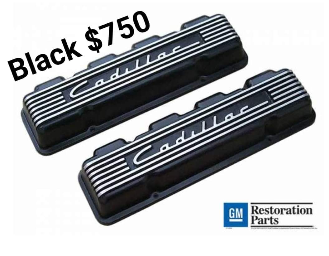 Cadillac V8 Valve Covers – Script & Fins (Fits 331/365/390/429) 1949-1964