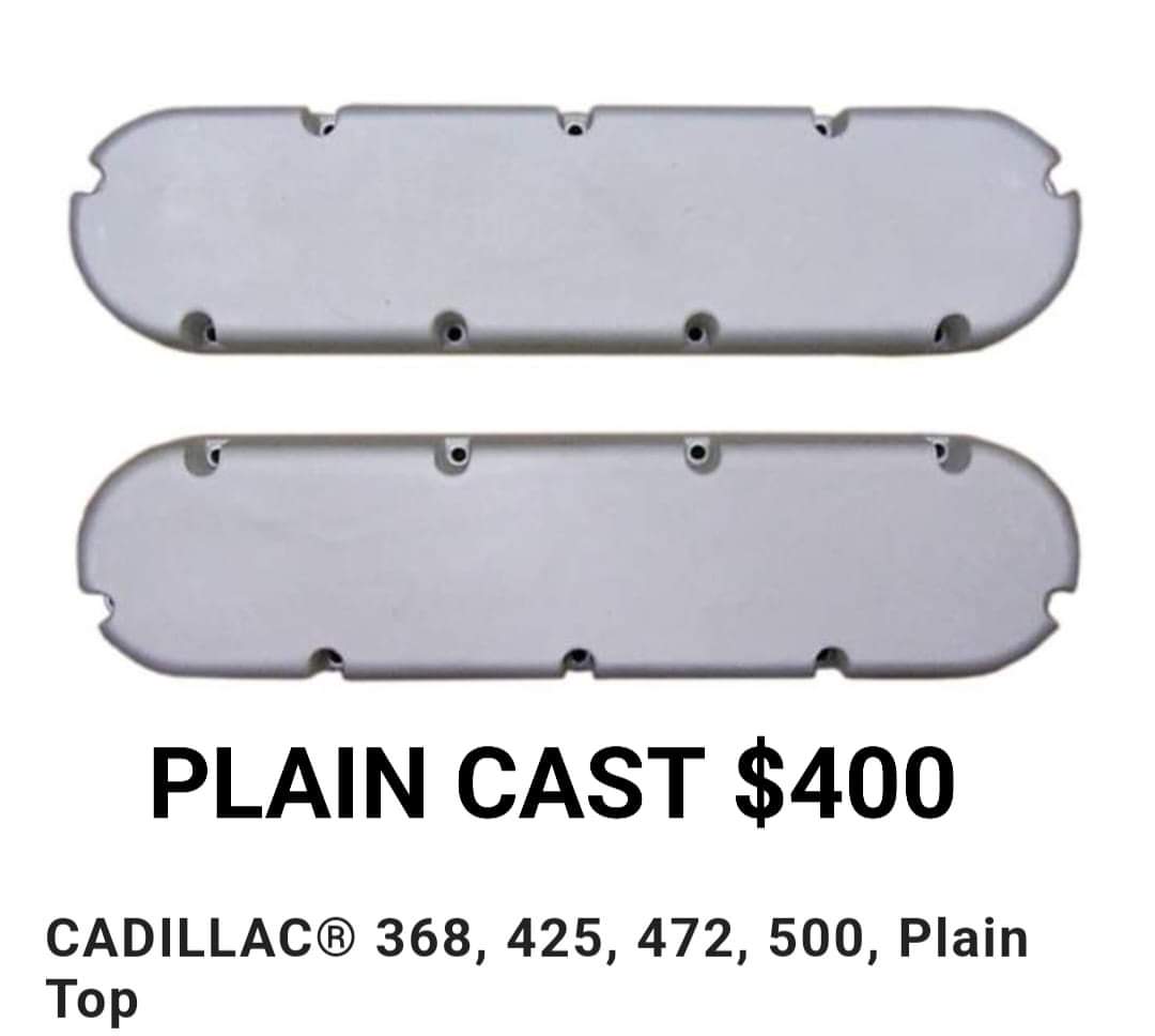 Cadillac V8 Valve Covers – Plain Cast (Fits 368/425/472/500) 1968-1976