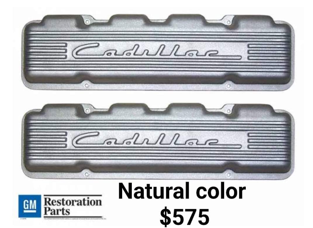 Cadillac V8 Valve Covers – Script & Fins (Fits 331/365/390/429) 1949-1964